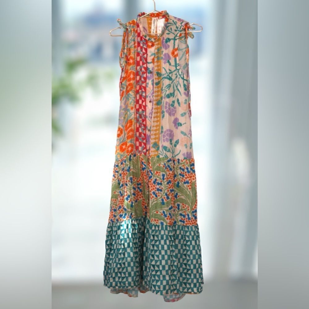 Anthropologie Ellen Merchant Shoulder-Tie Buttondown Dress Size XXS - Picture 7 of 16